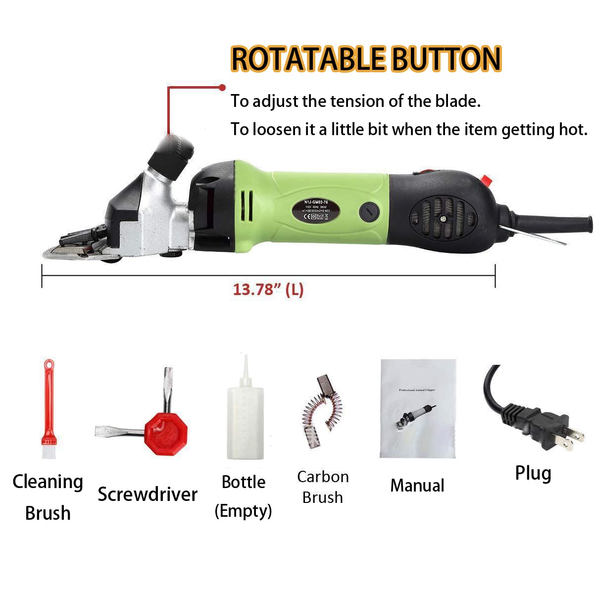 Eléctrico Esquiladora De Caballo 690W, Ovejas Eléctrica Cortadora Esquiladora, 6 Engranajes Ajustables, para Caballos/Camellos/Perros,Púrpura,110V