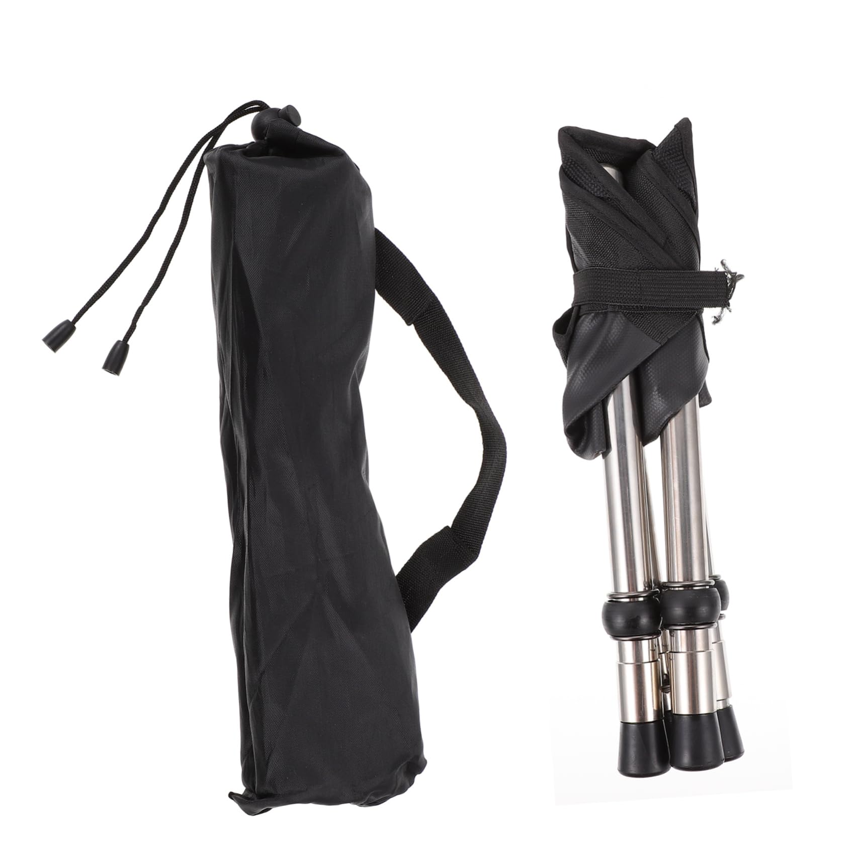 Sgabello Pieghevole Telescopico da Campeggio in Acciaio Inossidabile Nero | Portatile e Pratico, per Campeggio e Picnic, Struttura Compatta, Stile Essenziale, Uso All'aperto