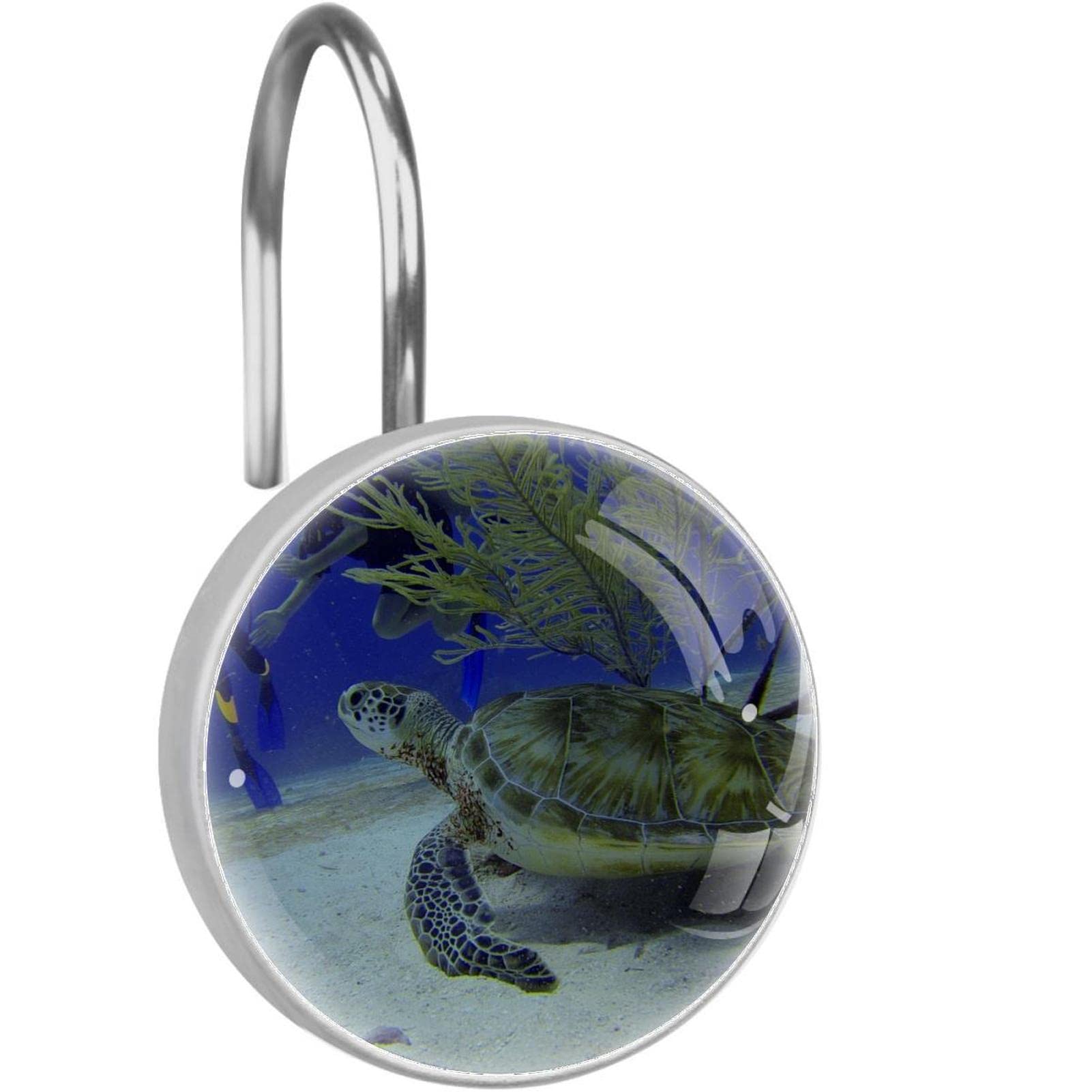 Crochets rideau de douche tortue acier inoxydable inoxydable salle de bain mer x12