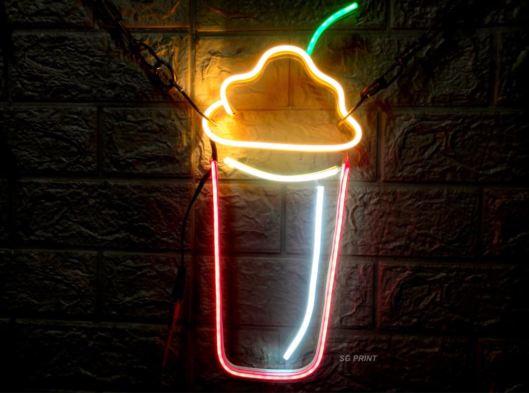 SG Print Drink LED Neon Signs Light cafe LED Art Decorative Sign - For cafe Wall Decor, Home Restaurants, Wedding Birthday Party Decor, Bar Decor, Mini Bar, Cafe combo(8x12) Red white-image-13