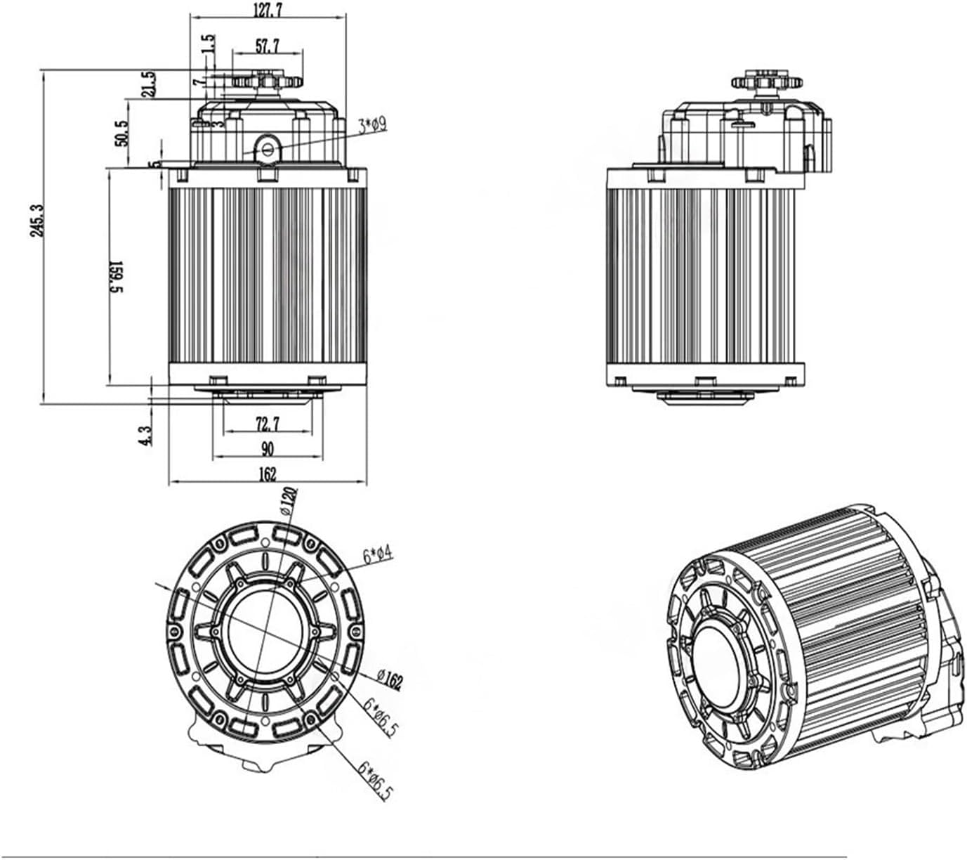 Hub Motor QS138 V3 Mid Drive Motor Kit 4000W Rated 7200rpm 1:2.35 EM200-2SP Controller