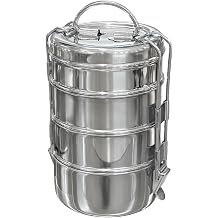 Buckingham 4 Tier Lunch Box, Stackable Stainless Steel Tiffin Lunchbox