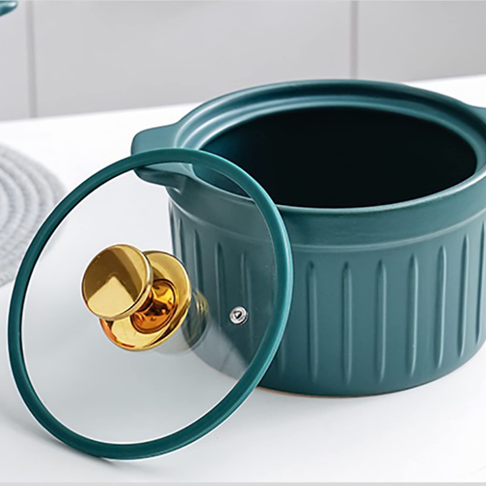 Dutch Oven Z Szklanymi Pokrywkami Gliniany Garnek Do Gotowania Pieczenie Garnek Gliniany Nieprzywierający Do Kuchenek Gazowych Gourmet(Yellow,2.5L)