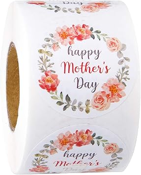 WRAPAHOLIC 2 Inch 500 Total Labels - Happy Mothers Day Gift Stickers - Sweet Floral Design for Mothers Day Gift Wrap