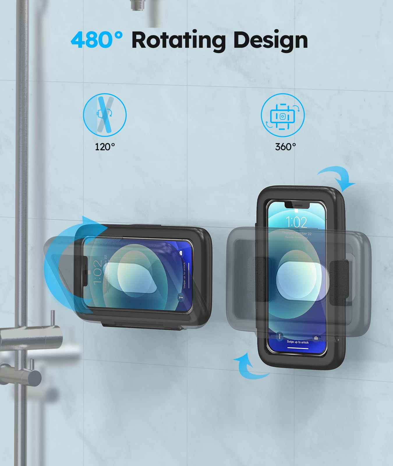 Suporte Para Celular No Banho - IPX7 à Prova D'água Com Rotação 360°