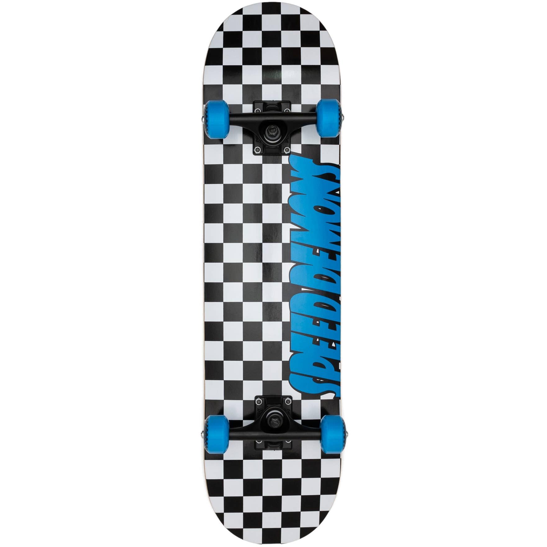 Speed Unisexe - Demons Skateboard pour Adulte, Bleu Checkers, 7,25"