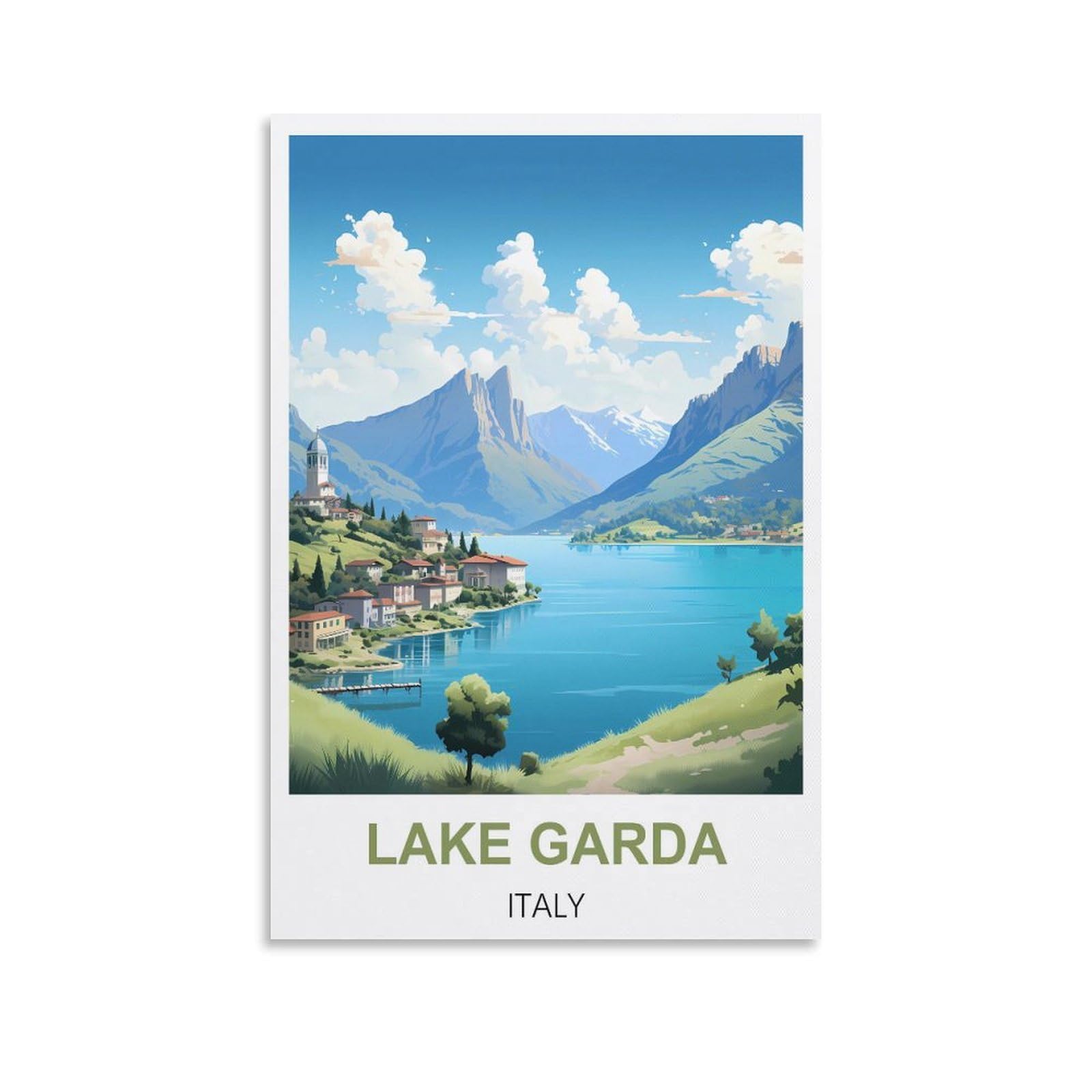 Vintage Metal Tin Sign,Lake Garda Italys,Travel Tin Signs Metal Poster Wall Decor Office Cafe Bathroom Badroom 30x30cm