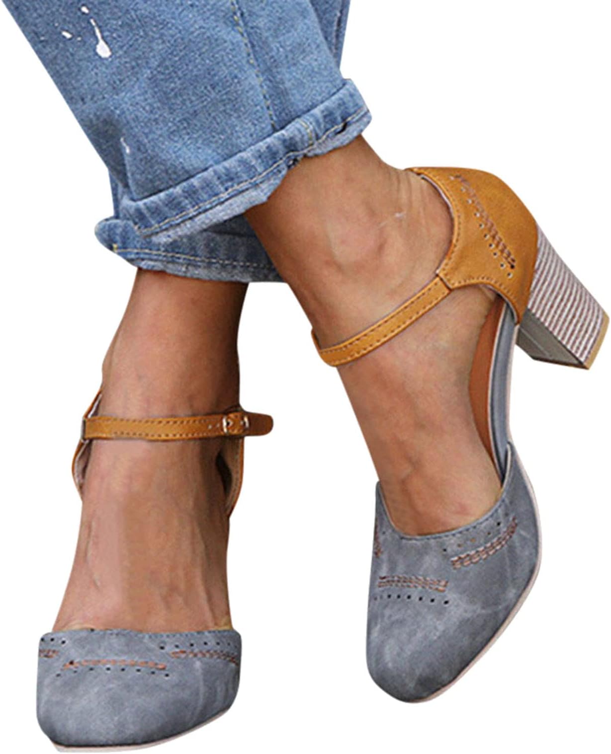 SFDSFDS Women's Classic T-Strap Mary Jane Pumps Round Toe Chunky Block Heel Retro Vintage Dress Oxford Shoes Closed Toe Pumps