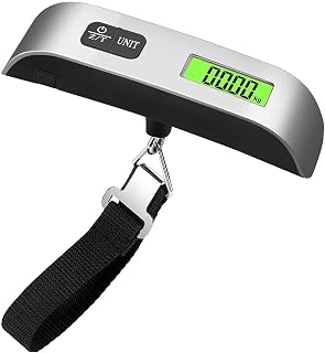 Pjp Electronics Travel Luggage Scale, Digital Luggage Weighing Scales for Suitcase with Temperature Reading 50 Kg Capacity (Silver)