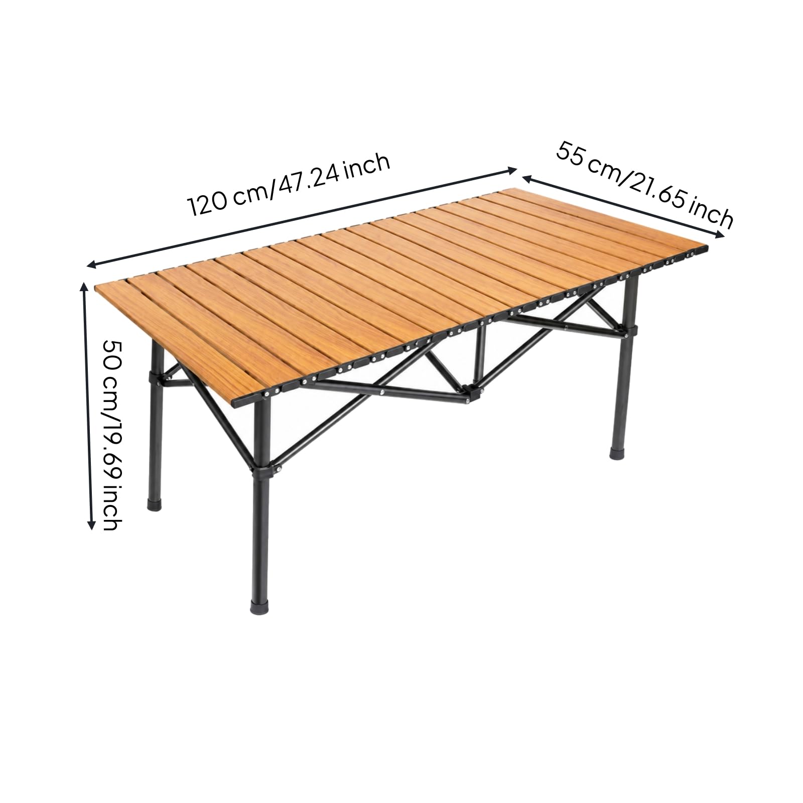 Tavolo da Campeggio Pieghevole tile Impermeabile Tavolo Pieghevole con in Metallo Rinforzato Resisn Inmperie per Giardino, 120cm+Con Cesto