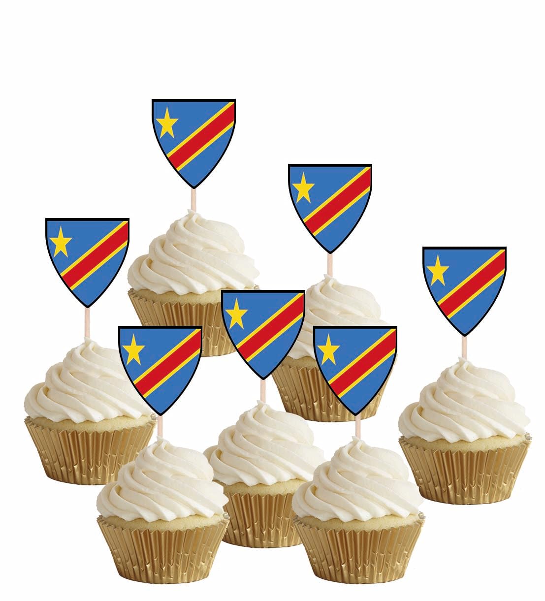 Congo Flags Party Food Sticks Picks Cupcakes Decorations Toppers (24 Pack)