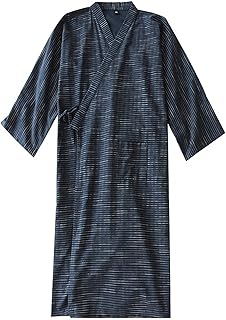 Men Kimono Pajamas One Piece Bathrobe Yukata Spa Robe Cotton Causal Nightgown Sleepwear Japanese Loose Loungewear