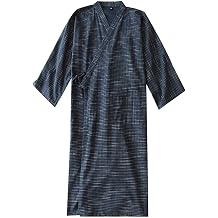 Haozaikeji Men's Cotton Towelling Bathrobe - Lightweight Yukata Cloth Sleepwear Robe for Nightwear & Lounge - Soft Cotton Comfort - Long Sleeve for Hotel & Home