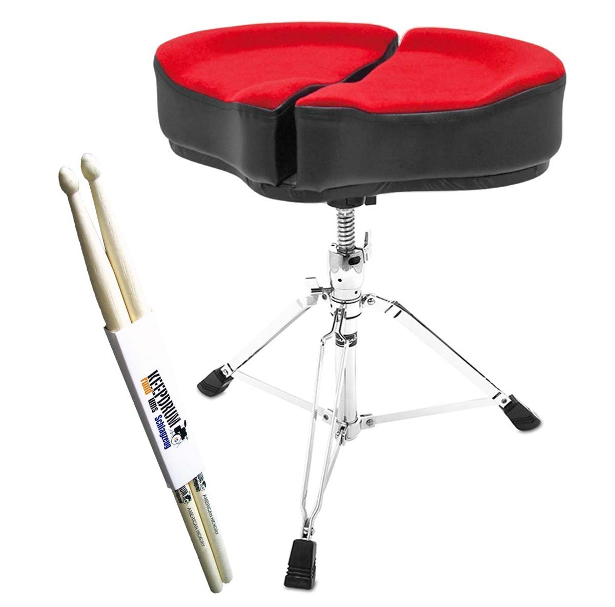 Ahead SPG-R Spinal Glide Drum-Hocker Rücken-schonend Sattelsitz + keepdrum Drumsticks