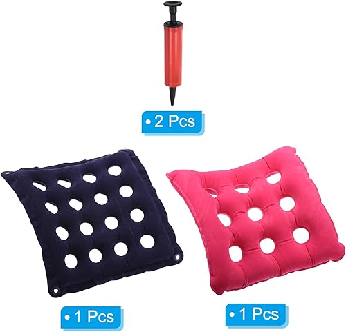 Miniatura 3 de PATIKIL Cojín de asiento inflable, 2 juegos de cojines portátiles para silla con respaldo transpirable, almohadilla de asiento de aire para sillas