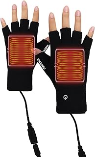 加熱手袋 - USB サーマルミッツ |6.50 インチ/6.69 インチ冬用ハンドウォーマー、ラップトップ加熱手袋、タッチスクリーン指なし暖かい、屋内、屋外、寒い天候用の充電式ニットハンド