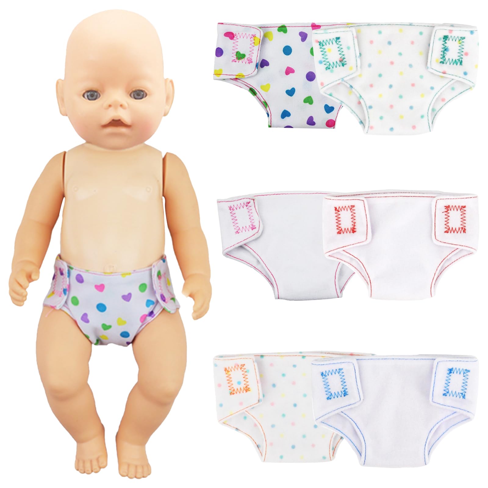 HTTDSLF 6 Pack Baby Doll Nappies, Baby Doll Accessories Diapers Set, Doll Clothes Accessories For 14-18 Inch Doll