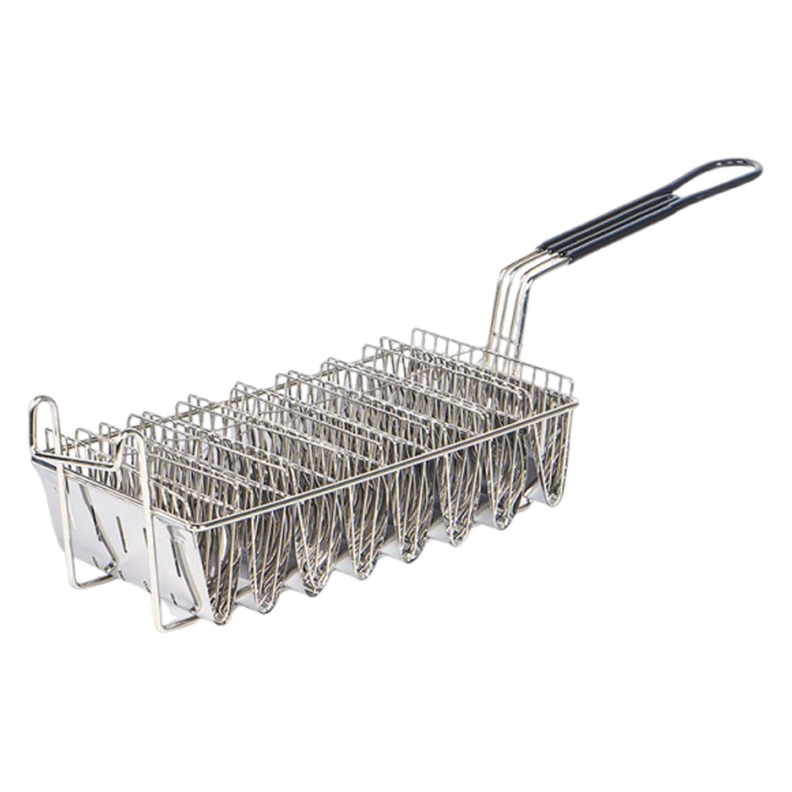 Sharplace Taco Basket, Cesta para Freír Taco, Cesta Profunda con Mango Ergonómico, Acero Inoxidable y Hierro, Diseño Versátil para Tacos, Tortillas, Reuniones, Fiestas, 8 Compartimento