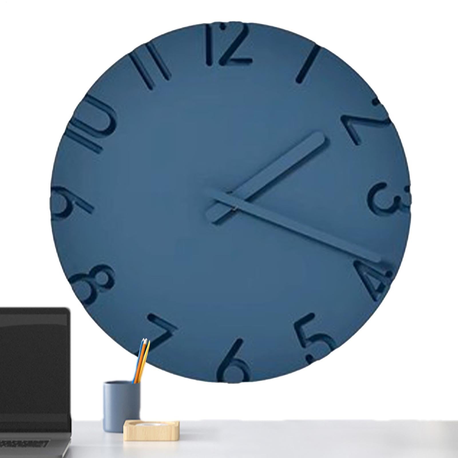 Horloge murale ronde texture ciment pour salon et cuisine moderne