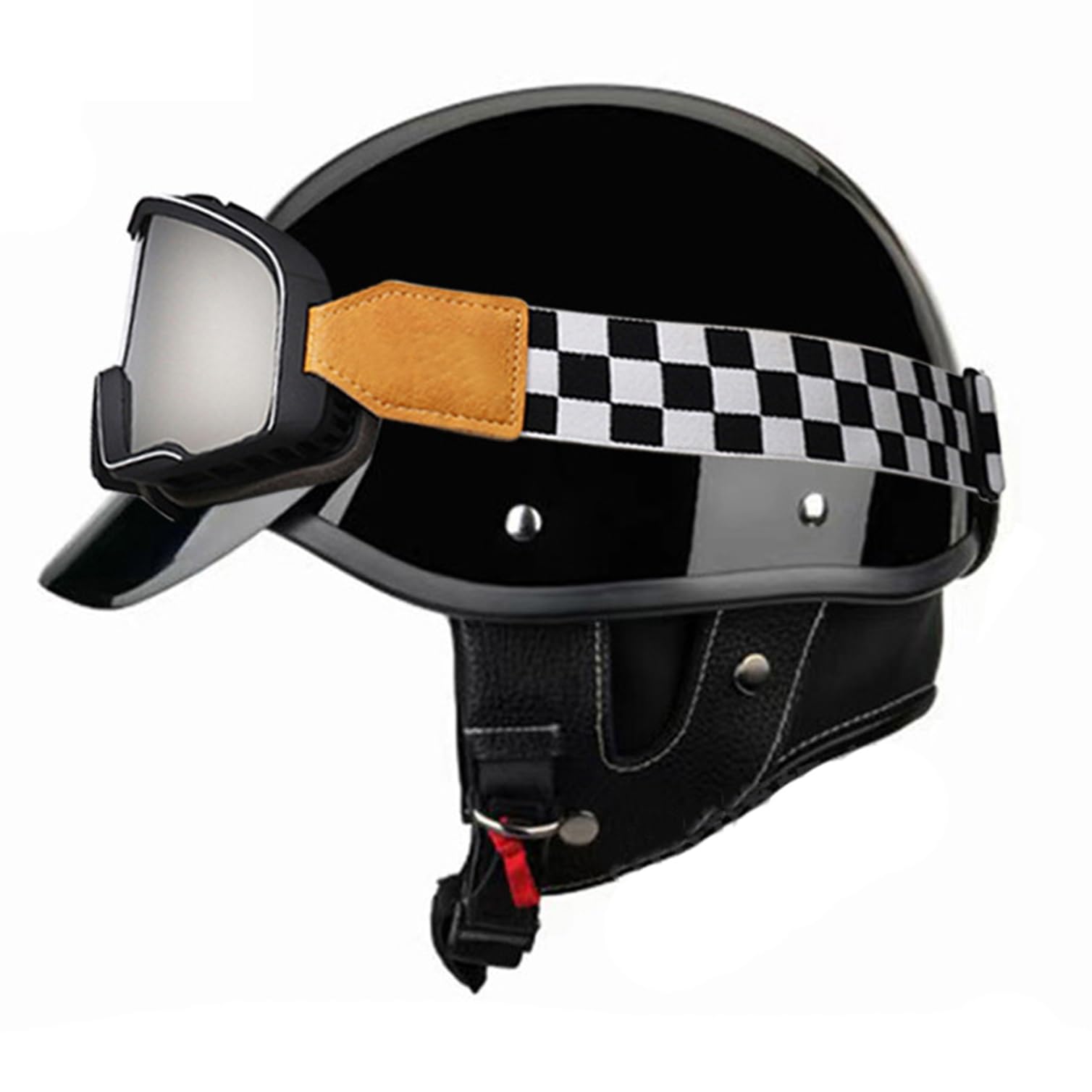 Casque demi-coque rétro ouvert léger et compact pour pilote de moto chopper M