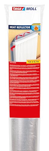tesamoll Termoriflettente per Radiatori - Rotolo isolante rivestito in alluminio - Previene la dispersione termica e riflette il calore - Colore: Argento - 100 cm x 70 cm