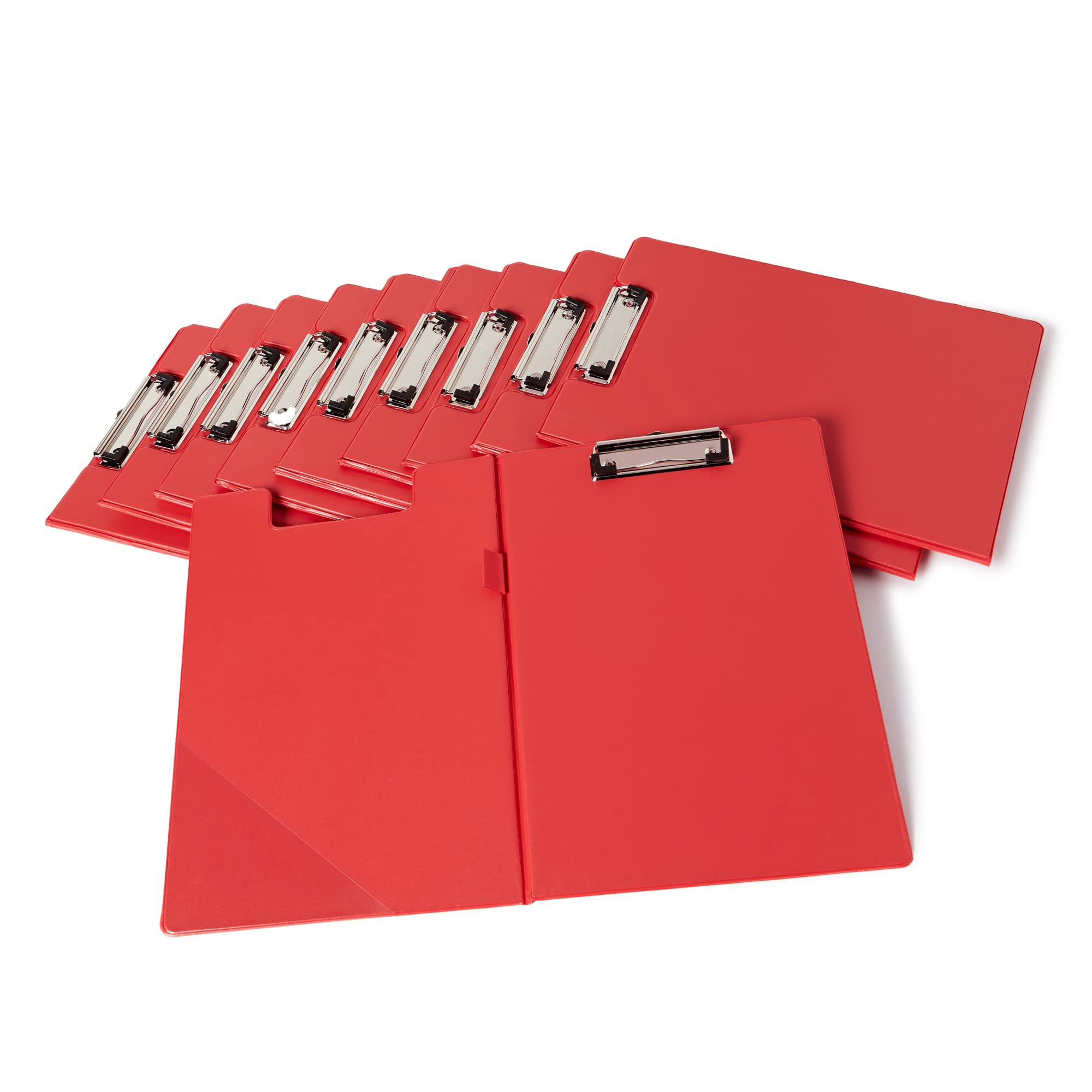 A4 Foldover Clipboard with Pen Loop & Internal Pocket โ Red Document Clipboard Folder for Office, Warehouse & Field Work, Pack of 10