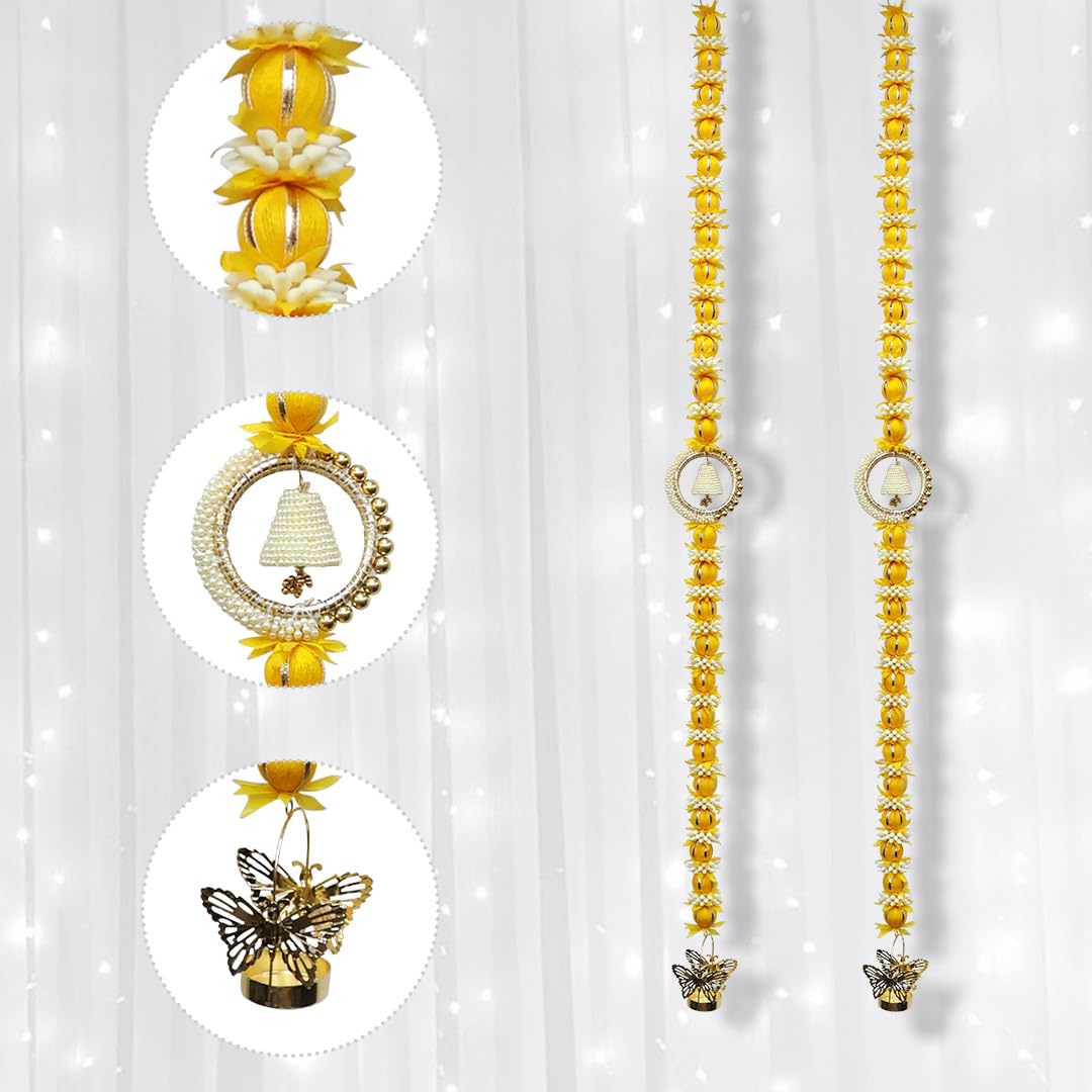 Yellow Marigold Flower Hanging Wall Decor for Home Decoration | Artificial Flower Toran for Pooja Room & Home Temple | Decorative Wall Hanging for Gudi Padwa 2