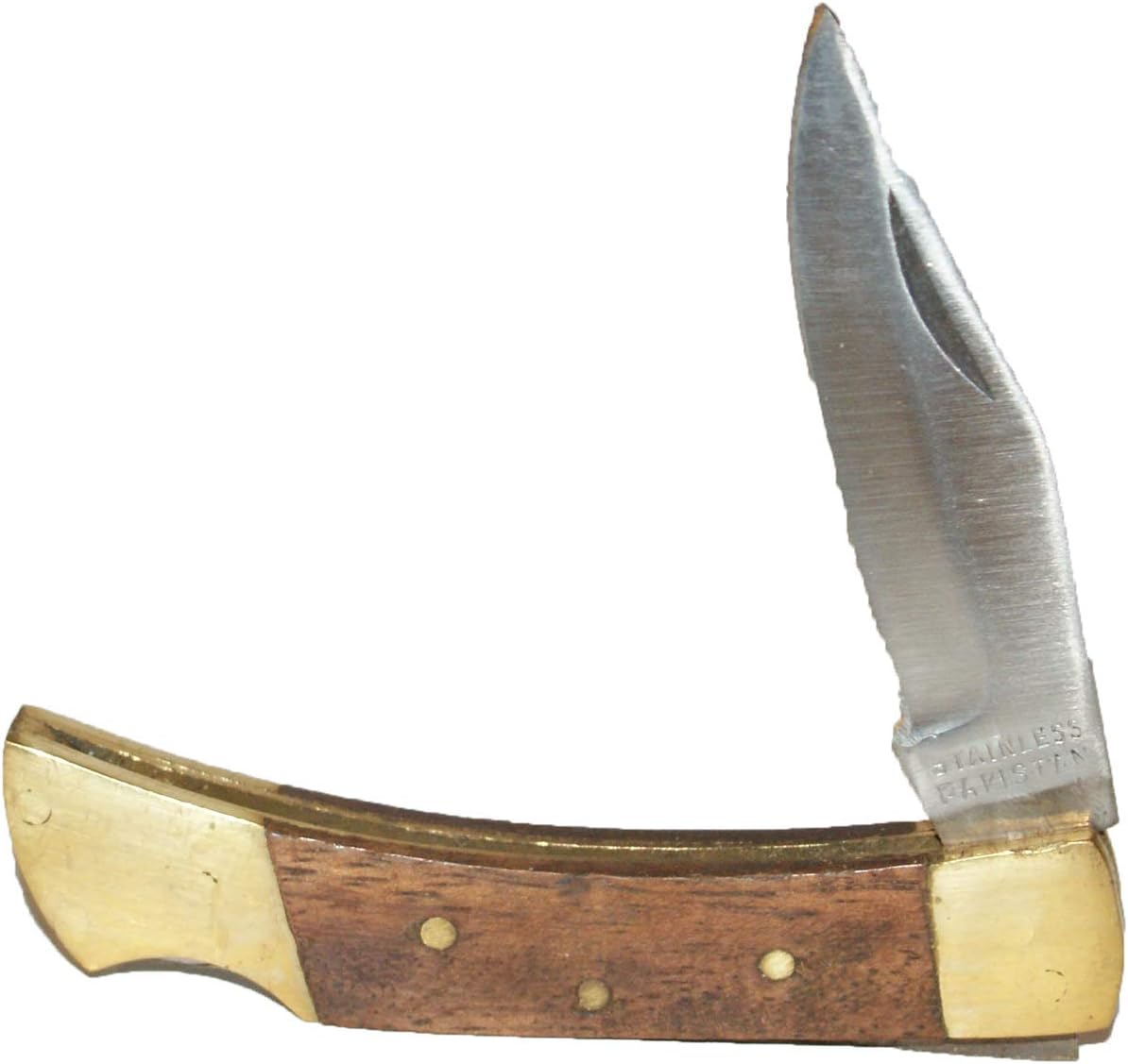 3" Wood and Brass Handle Pocket Knife