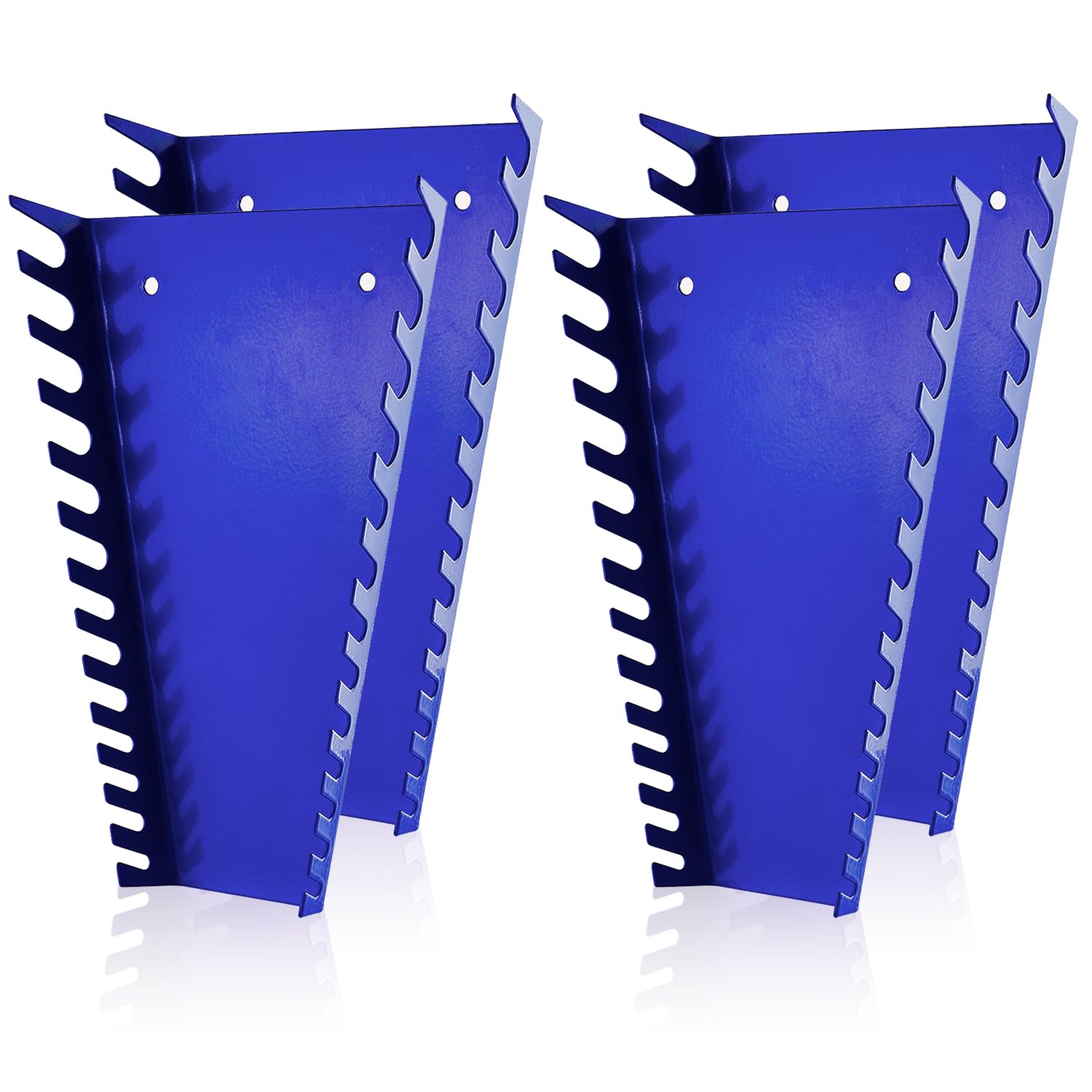 ALOANES 52-Slot Metal Wrench Organizer, Professional Quality Wrench Tray Storage, Fit SAE & Metric Wrenches, 4 Pack Wrench Holders (Blue)