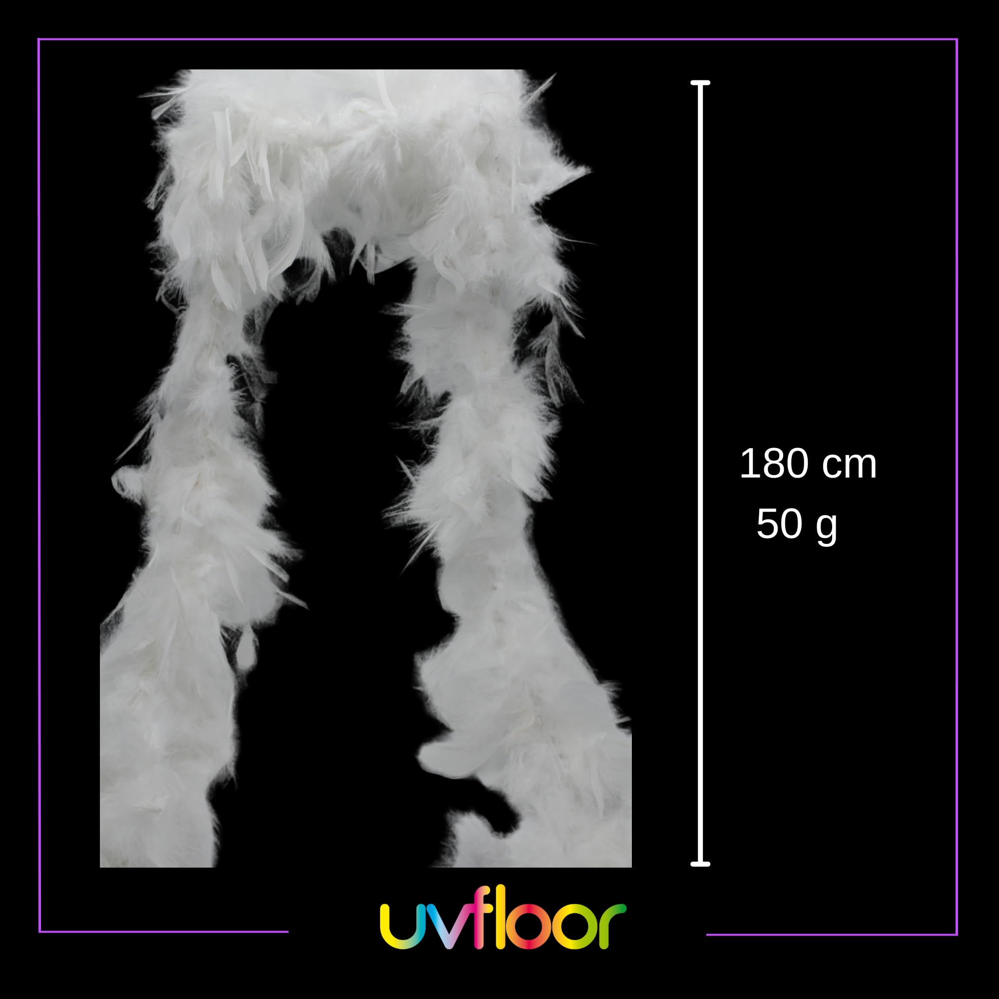 UV FLOOR - Boa En Plumes Fluo - Qualité Premium - Accessoire Fluorescent - Fête - Déguisement - 1m80 - Blanc Fluo