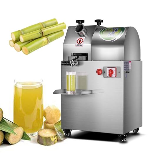 Kolice Commercial Electric 750W Slow Masticating Sugarcane Juice making Machine,sugarcance Press Extractor with Feed Chute Tray, Sugar Cane Squeezer