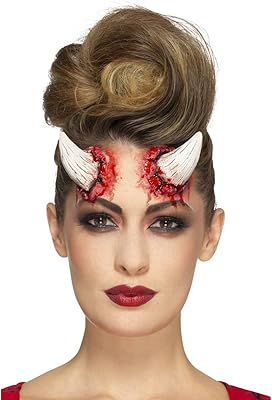 Smiffys 46798 Latex Devil Horn Prosthetics, Ivory, One Size