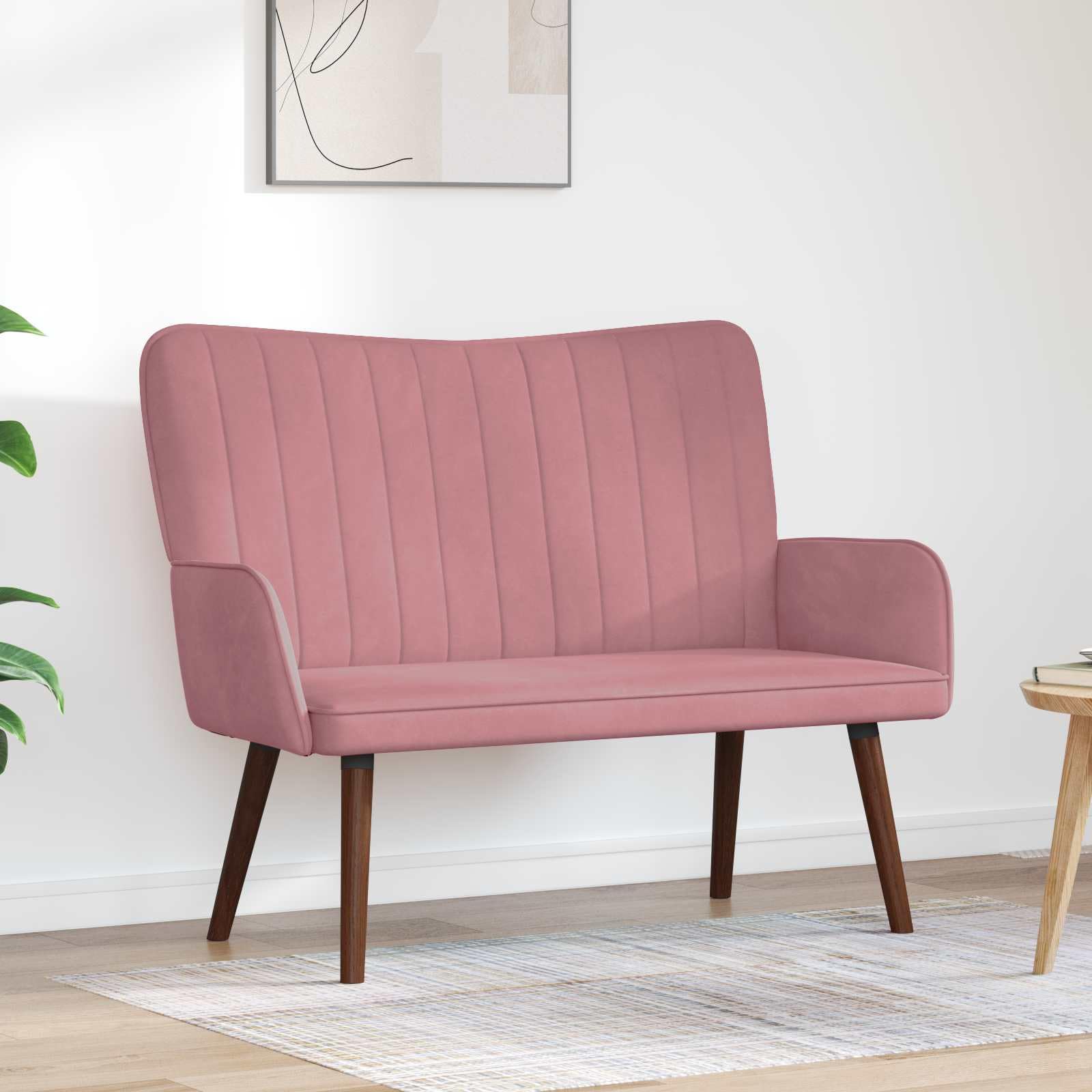vidaXL Sofa a Due Posti Rosa 115 x 61 x 87 cm Velluto, Divano a Due posti in Velluto, Resistente e ergonomico, Comodo per spazi Piccoli, Perfetto per Il Salotto