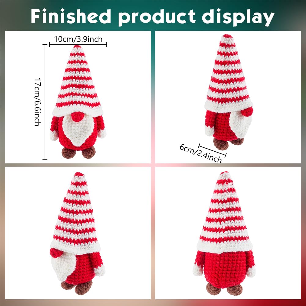 ORIGACH Set di 5 gnomi natalizi all'uncinetto per principianti, kit completo per lavori a maglia Amigurumi con video tutorial passo-passo, filato e strumenti per regali di Natale