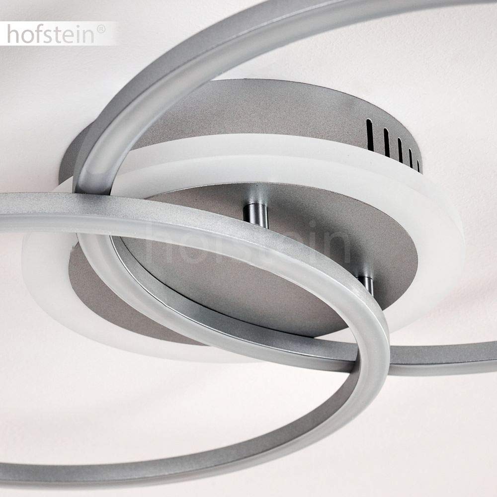 HOFSTEIN LED Deckenlampe Lithgow, dimmbare Deckenleuchte aus Metall in Silberfarben, moderne Leuchte, dimmbar über den Lichtschalter, Wohnzimmer, Schlafzimmer, 25 Watt, max. 2600 Lumen, 3000 Kelvin