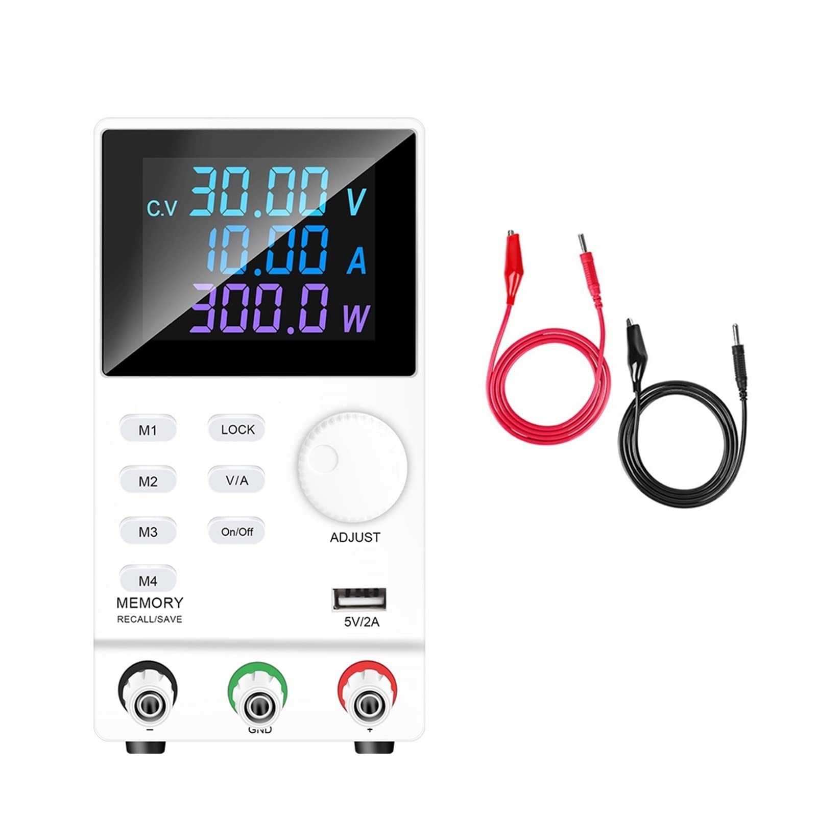 Alimentazione Elettrica Alimentatore CC programmabile da laboratorio Regolabile 30V 10A 5A 60V 120V 3A 300V 1A Regolatore di corrente tensione Sorgente USB(SPPS3010D White)