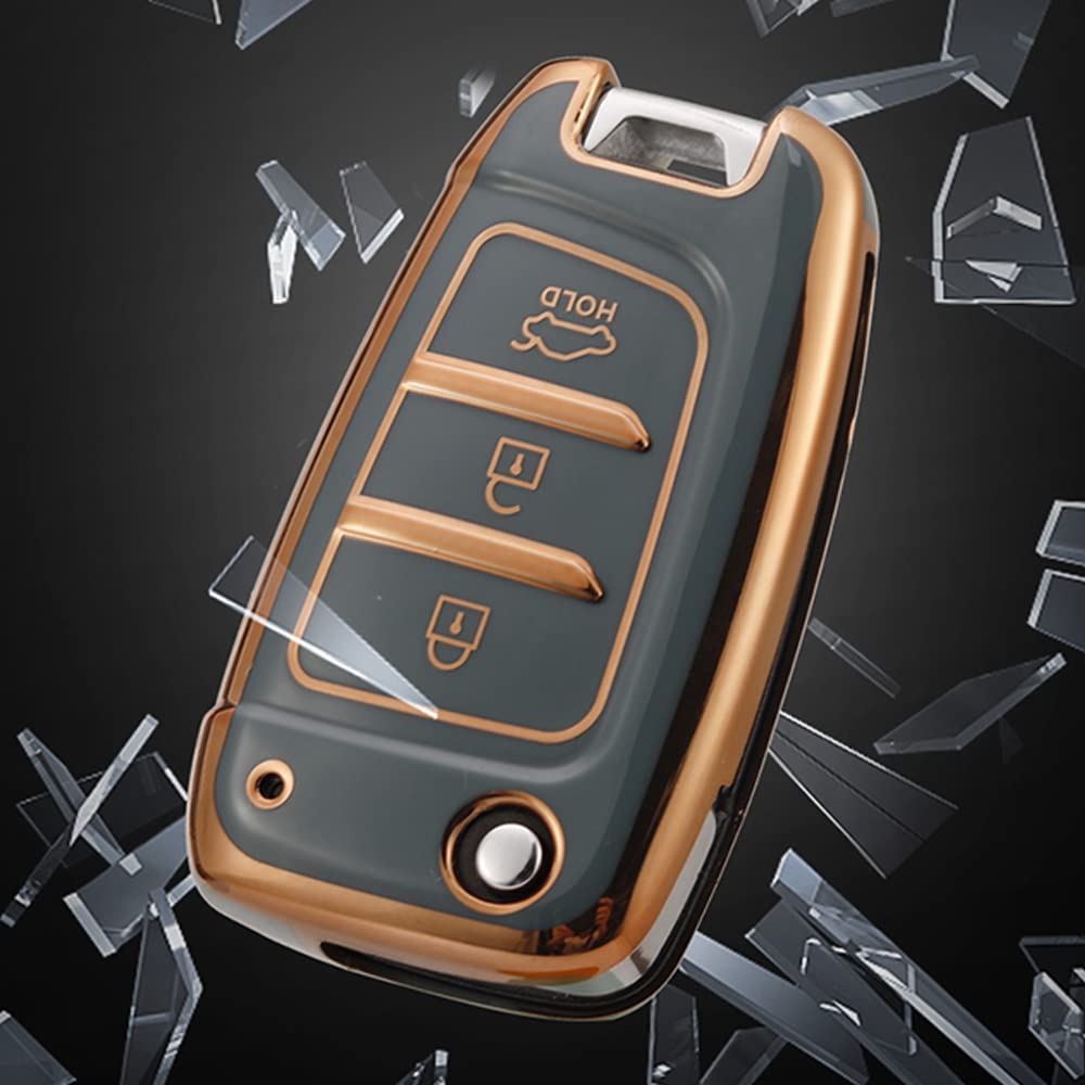 ontto Etui na kluczyki samochodowe pasuje do Hyundai I30 Accent Tucson Ix35 Solaris Elantra Kona Santa Fe Celesta Sonata TPU silikonowe etui na klucze, etui ochronne, brelok do kluczy, złoty, czarny