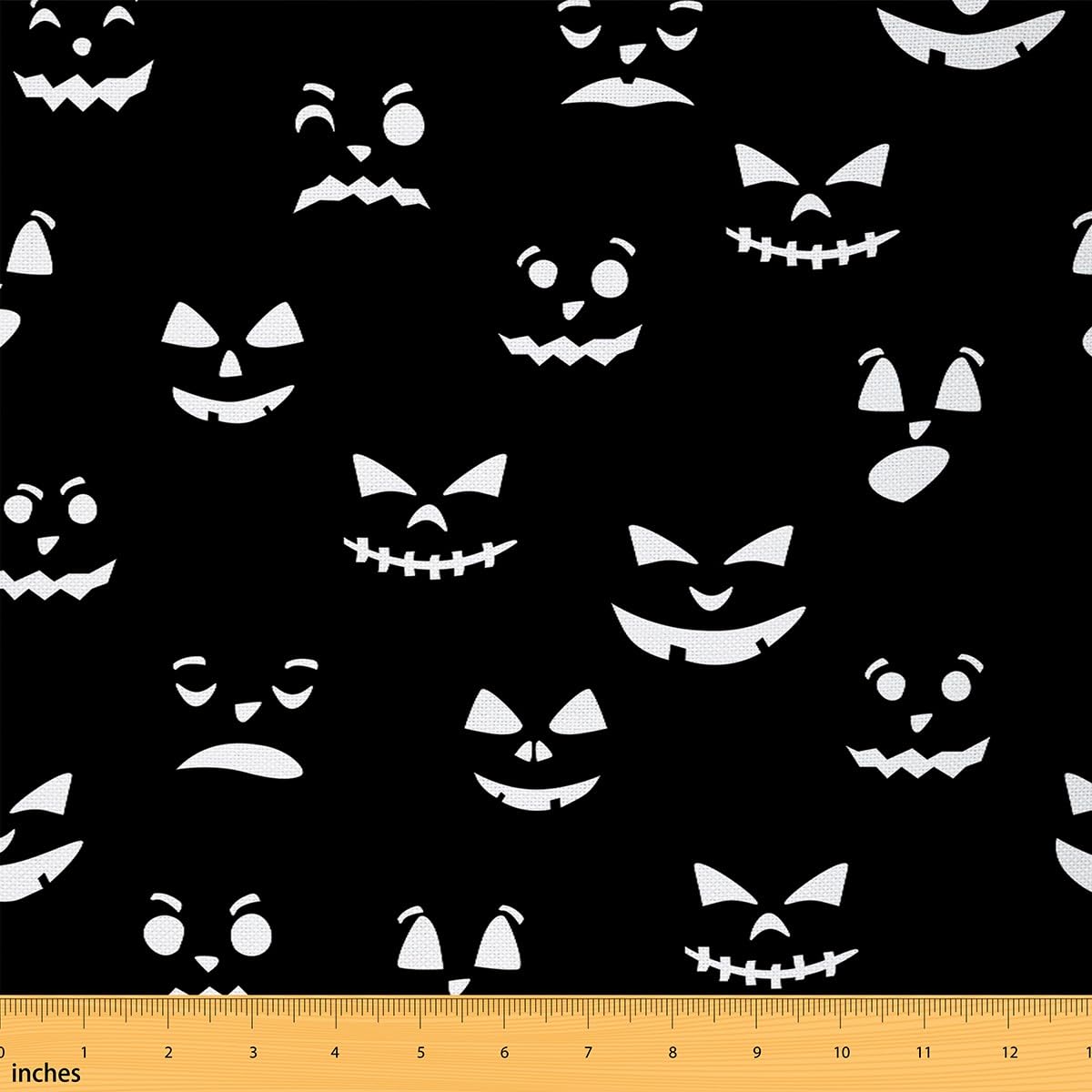 Halloween Upholstery Fabric for Chairs Ghost Fabric by The Yard Kids Boys Girls Decor Sugar Printed Waterproof Outdoor Fabric Halloween Theme Black Outdoor Fabric 5 Yards (L460*W150cm) — image 1