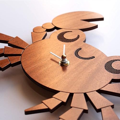 Miniatura 3 de Bamboo Nautical Crab Wall Clock Kids Bedroom Ocean Beach Baby Nursery Room Decor Handmade