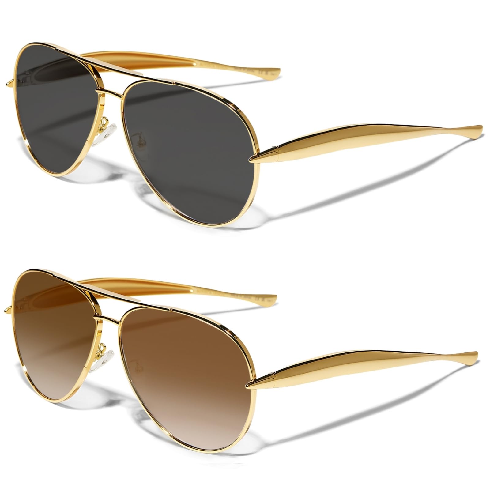 GUVIVI Retro Gold Aviator Sunglasses for Women Men, 2025 Metal Oversized 70s Aviators Sun Glasses
