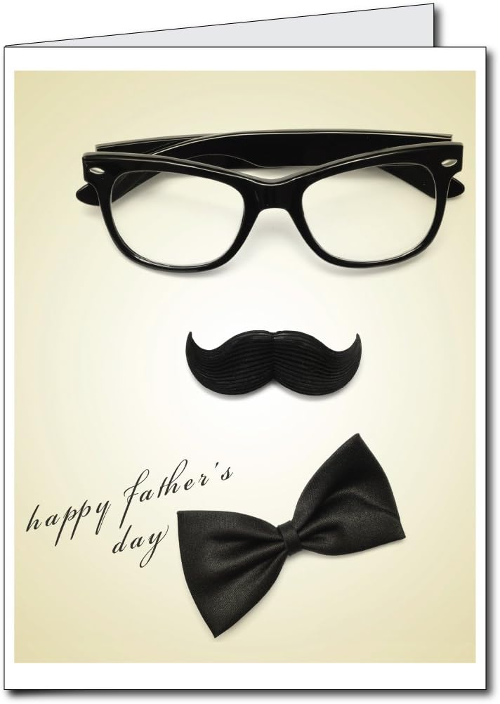 VictoryStore Jumbo Greeting Cards: Giant Father's Day Card (Glasses, Mustache, and Bow Tie Design) 2 feet x 3 feet Card with Envelope
