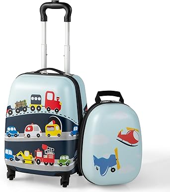 review GYMAX Kids Carry On Luggage Set, 12