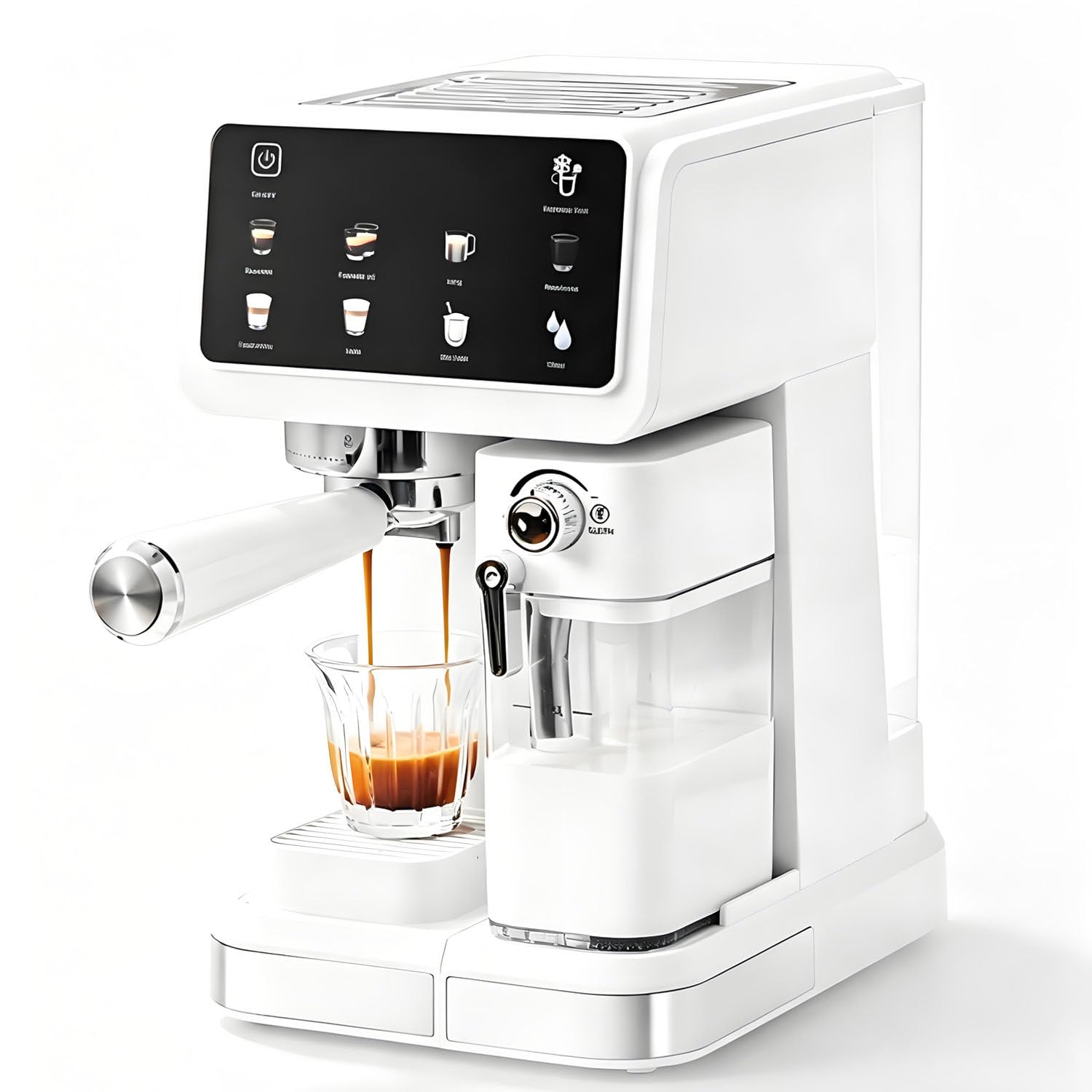 DUMIPME 20 Bar Espresso Machine with Milk Frother, 1350W Professional Coffee Maker with 1.5L Removable Water Tank and Touch Screen, for Latte and Cappuccino