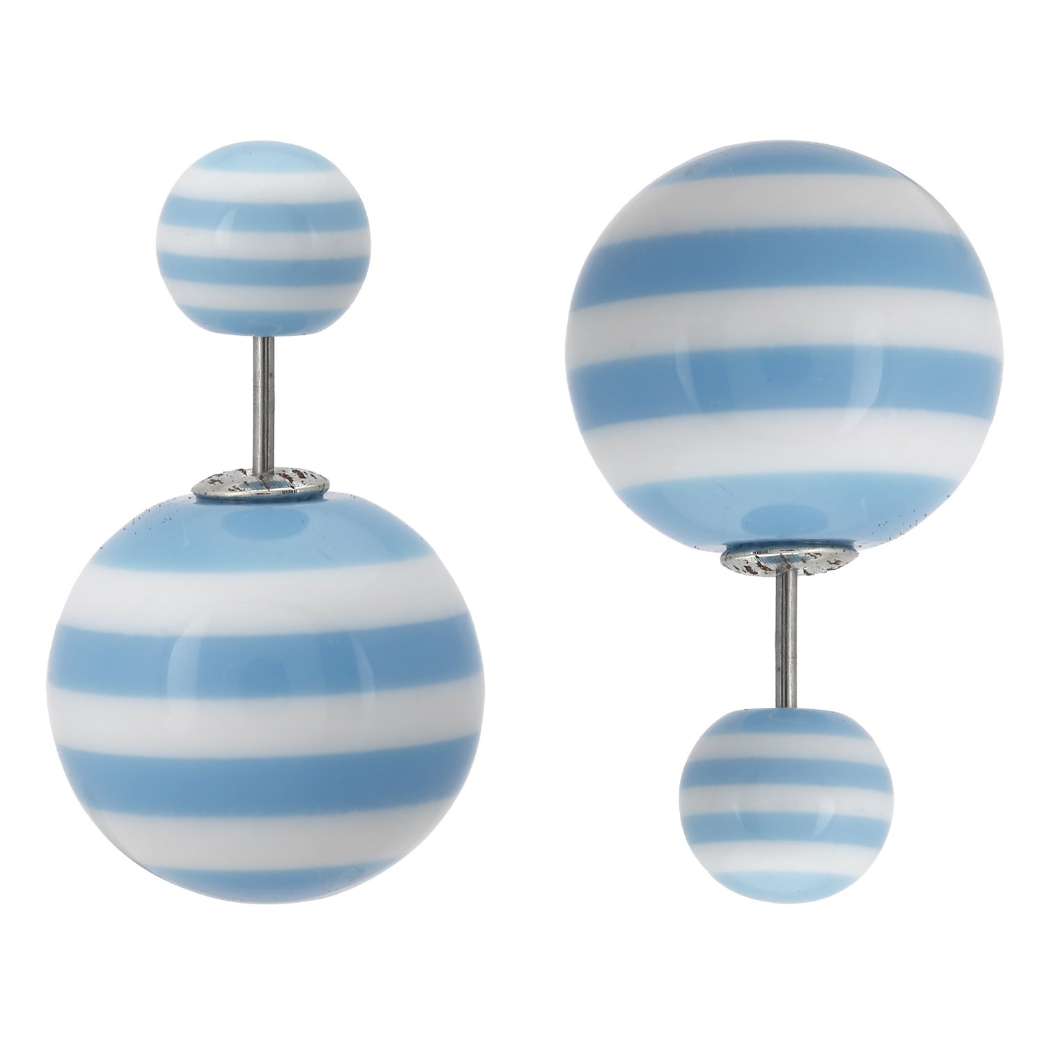 Zeneme Earring Blue White Strip Pearl Front Back Light Weight Trendy Earring Jewellery For Girl And Women (B077NJK5N4) Amazon Price History, Amazon Price Tracker
