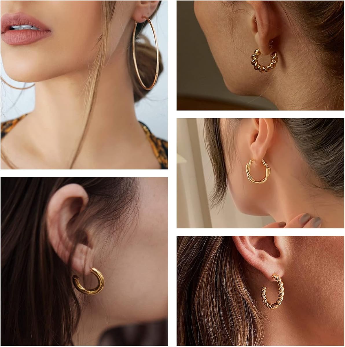 36 Pairs Gold Hoop Earrings for Women Girls,Fashion Big and Small Gold Earrings Set,Multipack Hypoallergenic Chunky Gold Hoops for Birthday Party Jewelry Gift (gold): Clothing, Shoes & Jewelry