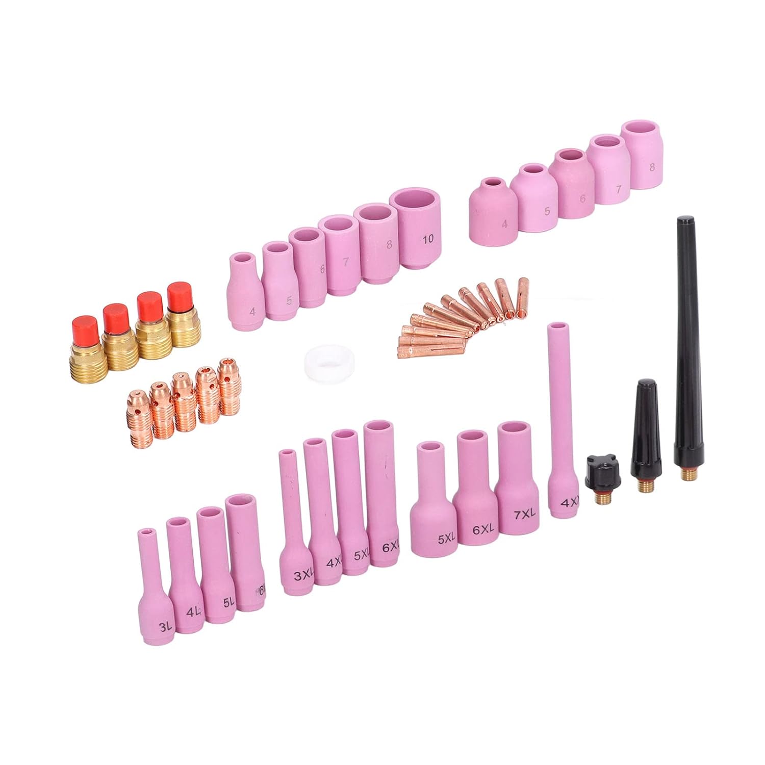 46Pcs TIG Welding Accessory Cup Gasket Collet Lens Tool Set Kit Suitable for SR WP 9/20/25 and Multiple TIG Welding Torches Ideal for Argon Arc Welding and Arc