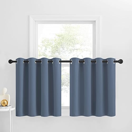 NICETOWN Cortinas cortas para dormitorio, aislamiento térmico con ojales, cortinas opacas con ojales, tratamiento de ventanas pequeñas sólidas, disponible en Yaxa Colombia