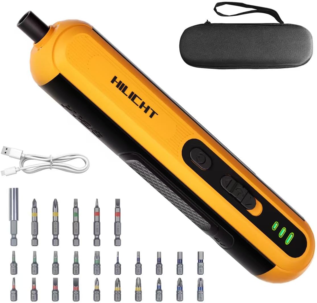 Precision Electric Screwdriver Set, 4V Cordless Mini Power Screwdriver with Push-to-Start & Button, 26 S2 Steel Bits, USB-C Rechargeable for Electronics, PC Repair & Furniture Assembly