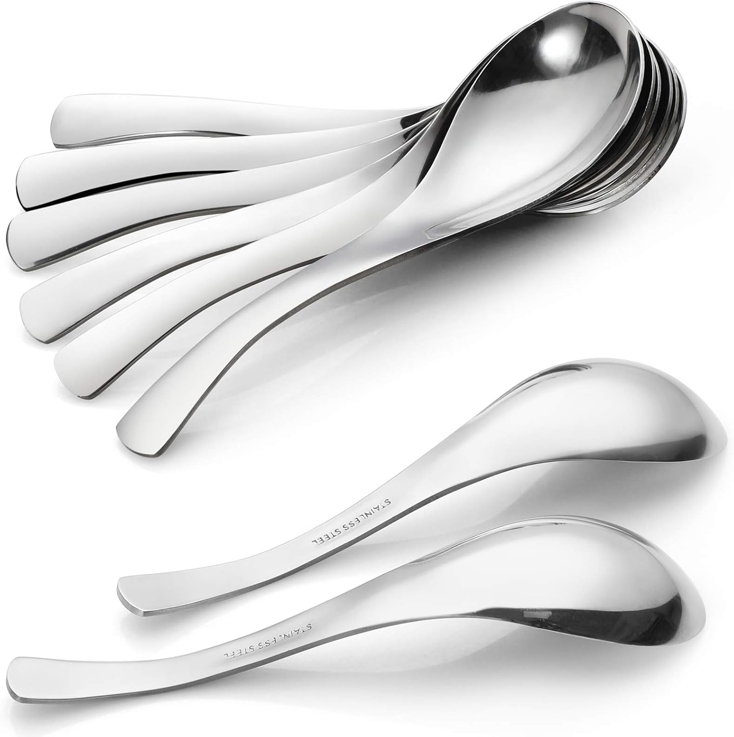 Hiware 8 Pack Soup Spoons, Stainless Steel Soup Spoons, Thick Heavy-Weight Table Spoons