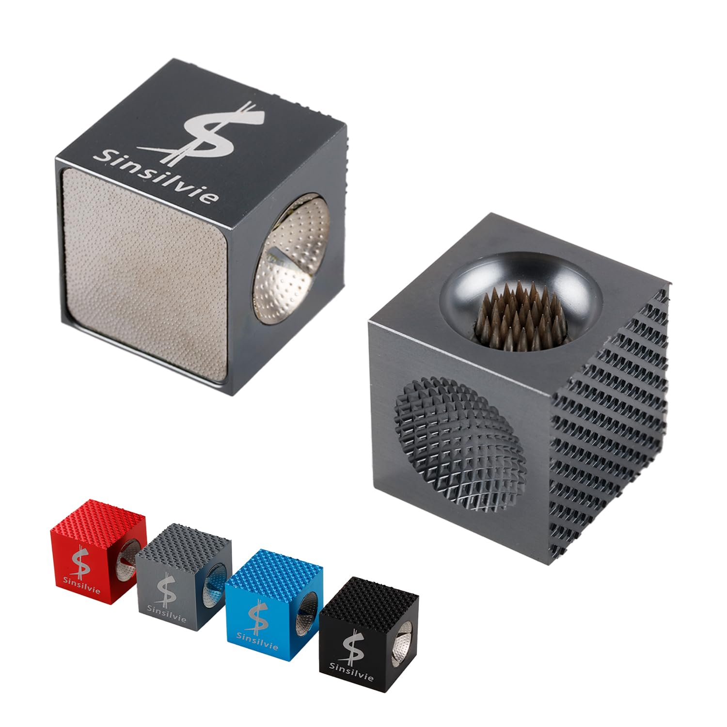 Sinsilvie Pool Cue Tip Shaper 5 in 1 Cue Tip Tool, 5 in 1 Billiard Pool Cue Tip Repair Tool,Cue Accessories,Blue & Black & Red & Gray